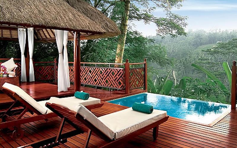 アユン川渓谷を望むクプクプバロン・ウブドのプライベートプール付きヴィラ